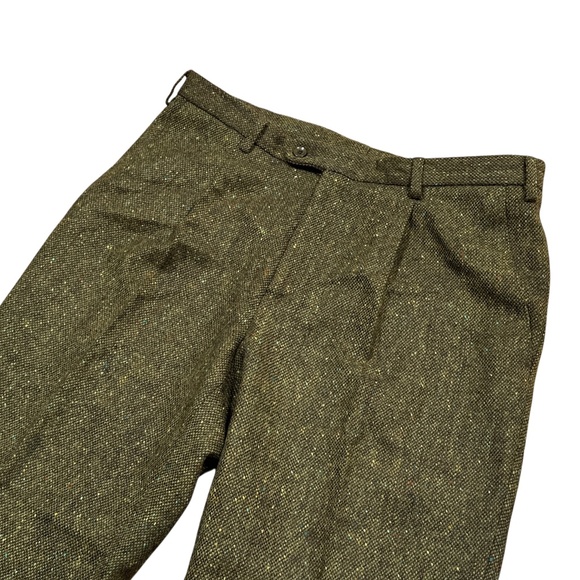 Peter Christian John Hanly Tweed Wool Green Pleated Pants Mens 36 - Picture 3 of 8
